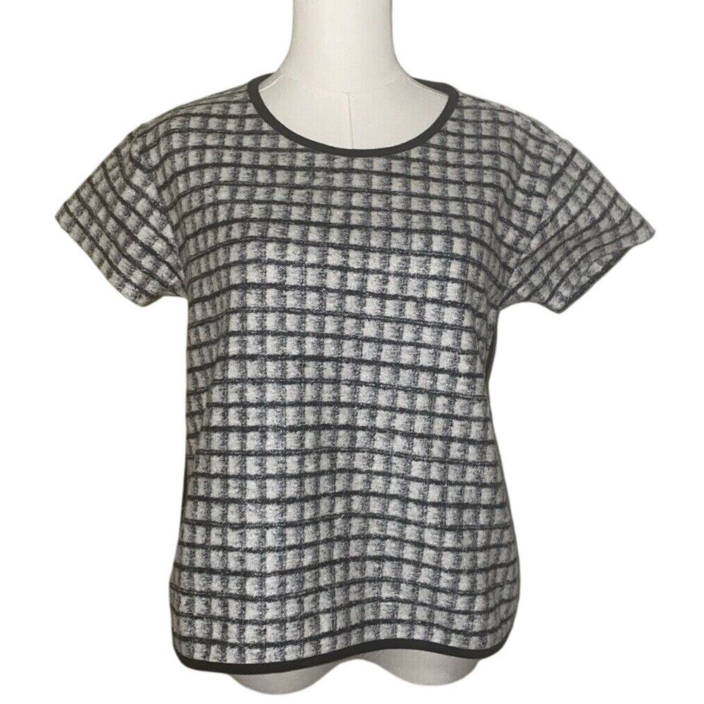 Madewell Plaid Short Sleeve Button Wool Blend Black / White Size XS